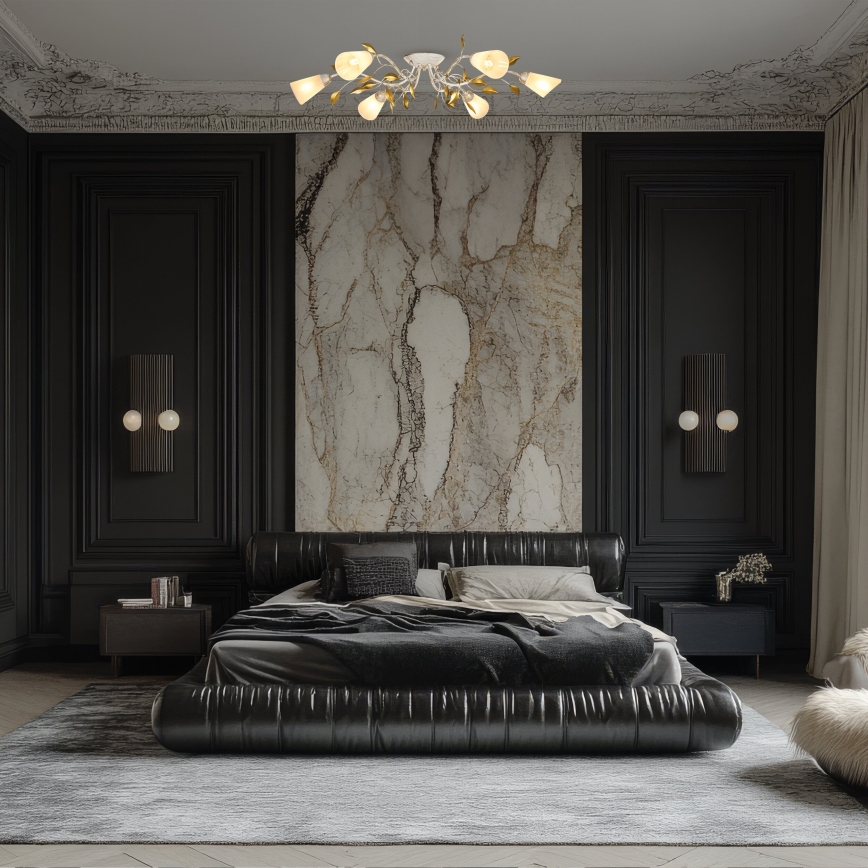 Brilagi - Kiinteä kattokruunu FLORA 6xE14/60W/230V kulta/kerma/patina