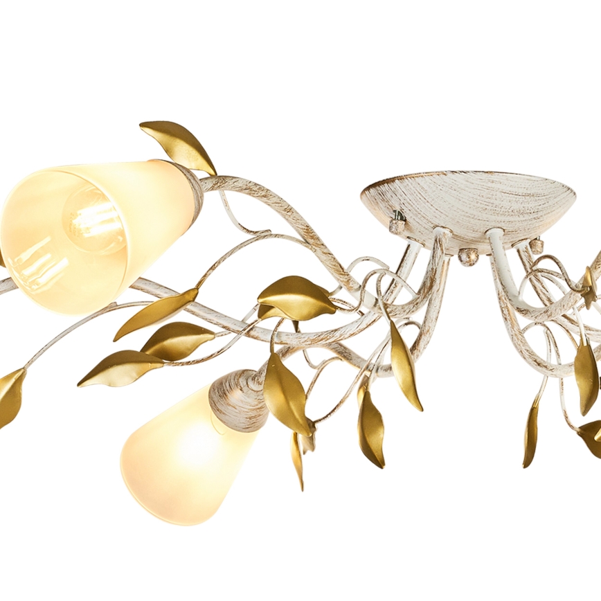 Brilagi - Kiinteä kattokruunu FLORA 6xE14/60W/230V kulta/kerma/patina