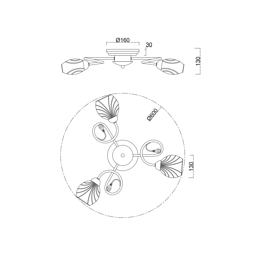 Brilagi - Kiinteä kattokruunu MEGAPOLIS 3xE14/60W/230V kulta