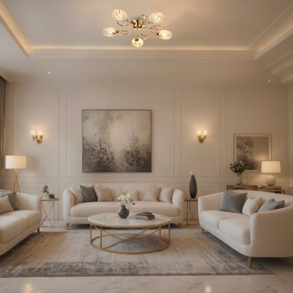 Brilagi - Kiinteä kattokruunu MEGAPOLIS 5xE14/60W/230V kulta