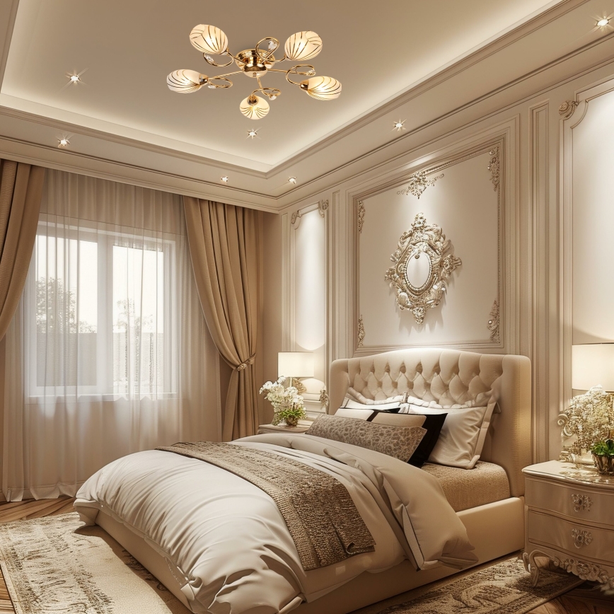 Brilagi - Kiinteä kattokruunu MEGAPOLIS 5xE14/60W/230V kulta