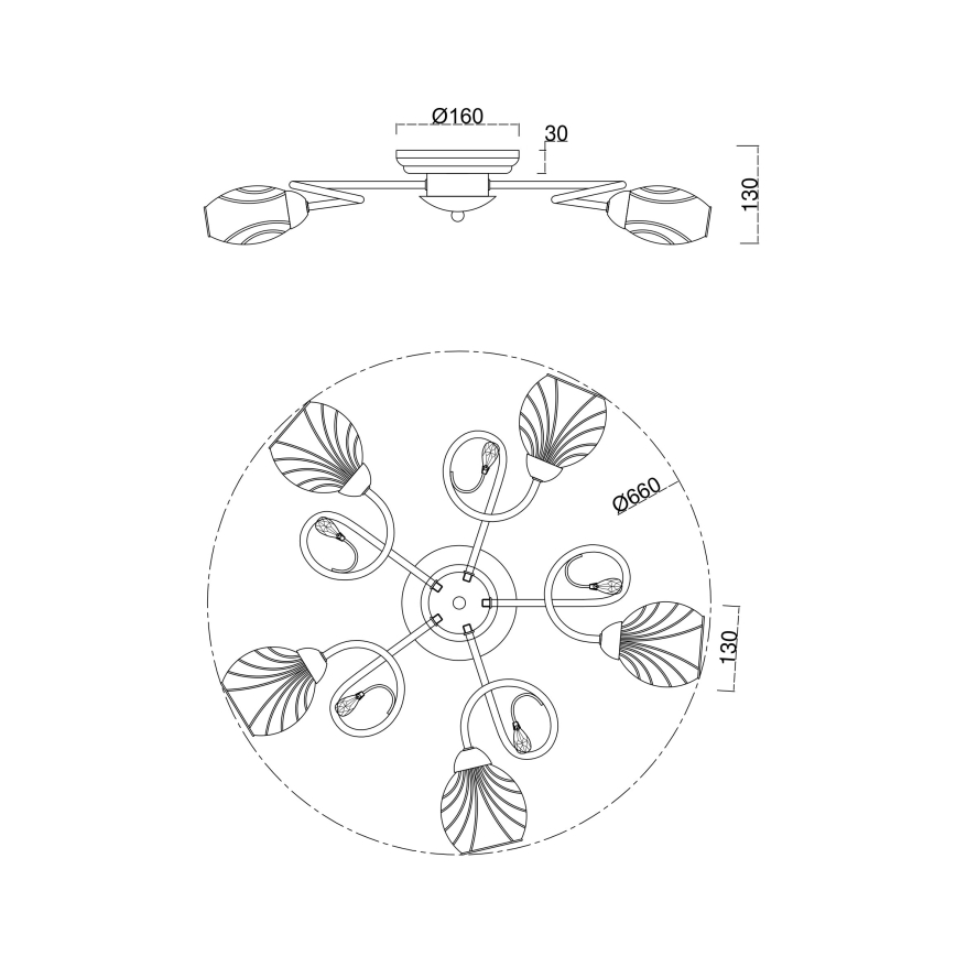 Brilagi - Kiinteä kattokruunu MEGAPOLIS 5xE14/60W/230V kulta