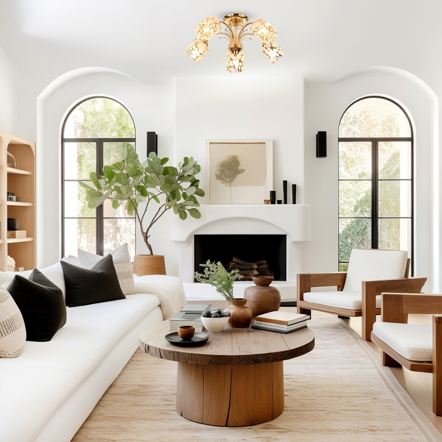 Brilagi - Kiinteä kattokruunu MEGAPOLIS 5xE14/60W/230V kulta