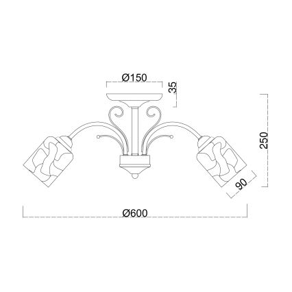 Brilagi - Kiinteä kattokruunu MEGAPOLIS 5xE14/60W/230V kulta