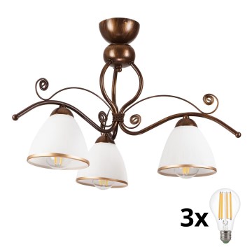 Brilagi - Kiinteä LED-kattokruunu ANTICO 3xE27/60W/230V pronssi patina