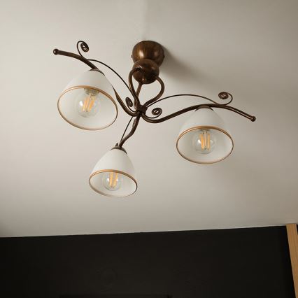 Brilagi - Kiinteä LED-kattokruunu ANTICO 3xE27/60W/230V pronssi patina