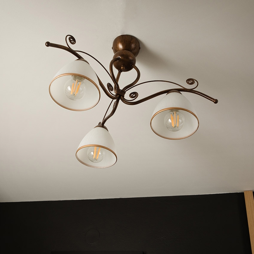 Brilagi - Kiinteä LED-kattokruunu ANTICO 3xE27/60W/230V pronssi patina