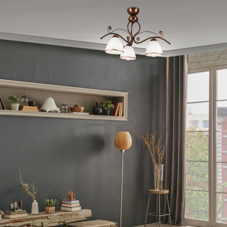 Brilagi - Kiinteä LED-kattokruunu ANTICO 3xE27/60W/230V pronssi patina