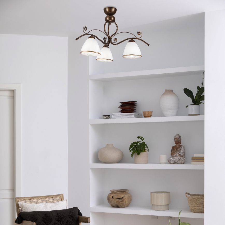 Brilagi - Kiinteä LED-kattokruunu ANTICO 3xE27/60W/230V pronssi patina