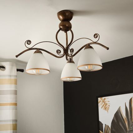 Brilagi - Kiinteä LED-kattokruunu ANTICO 3xE27/60W/230V pronssi patina