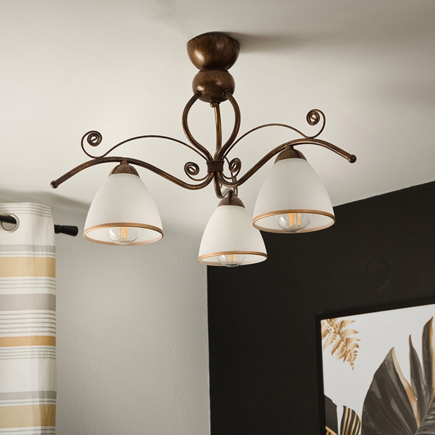 Brilagi - Kiinteä LED-kattokruunu ANTICO 3xE27/60W/230V pronssi patina