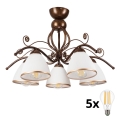 Brilagi - Kiinteä LED-kattokruunu ANTICO 5xE27/60W/230V pronssi patina