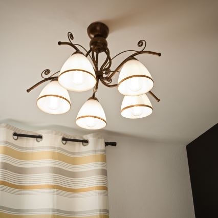 Brilagi - Kiinteä LED-kattokruunu ANTICO 5xE27/60W/230V pronssi patina