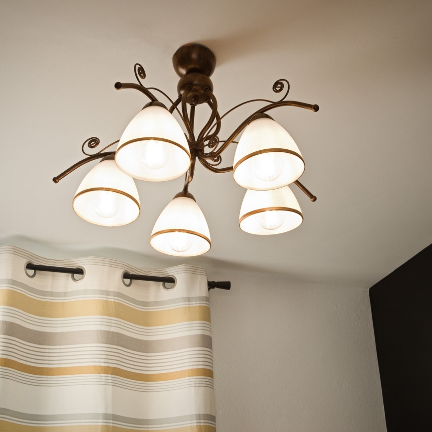 Brilagi - Kiinteä LED-kattokruunu ANTICO 5xE27/60W/230V pronssi patina