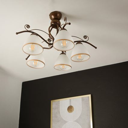 Brilagi - Kiinteä LED-kattokruunu ANTICO 5xE27/60W/230V pronssi patina