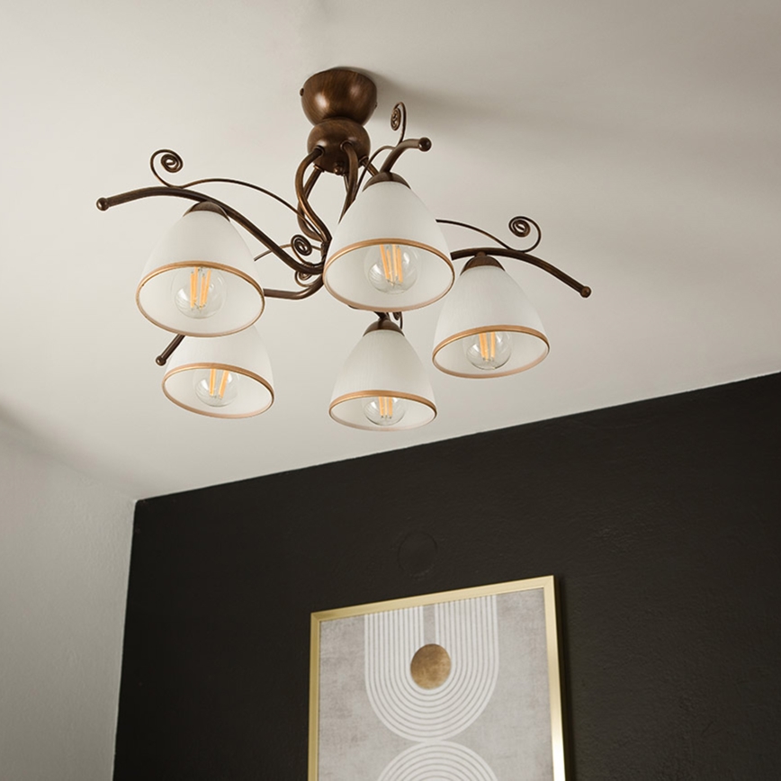 Brilagi - Kiinteä LED-kattokruunu ANTICO 5xE27/60W/230V pronssi patina