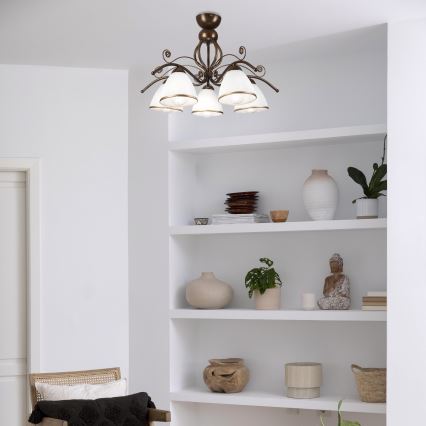 Brilagi - Kiinteä LED-kattokruunu ANTICO 5xE27/60W/230V pronssi patina