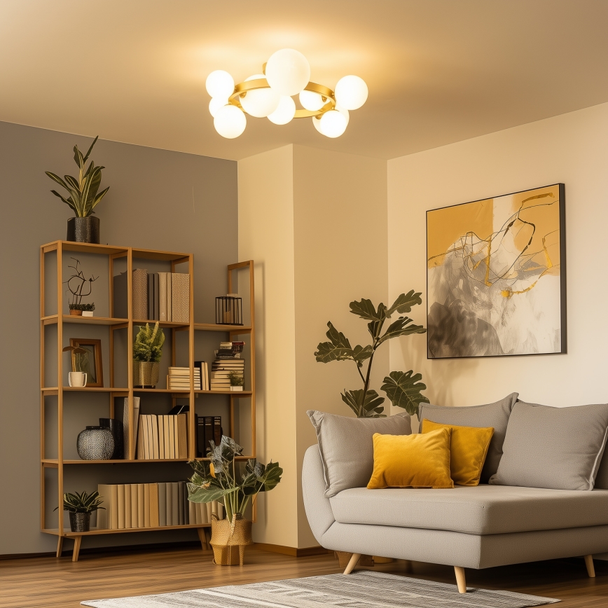 Brilagi - Kiinteä LED-kattokruunu MILLA 10xG9/3W/230V kulta/valkoinen