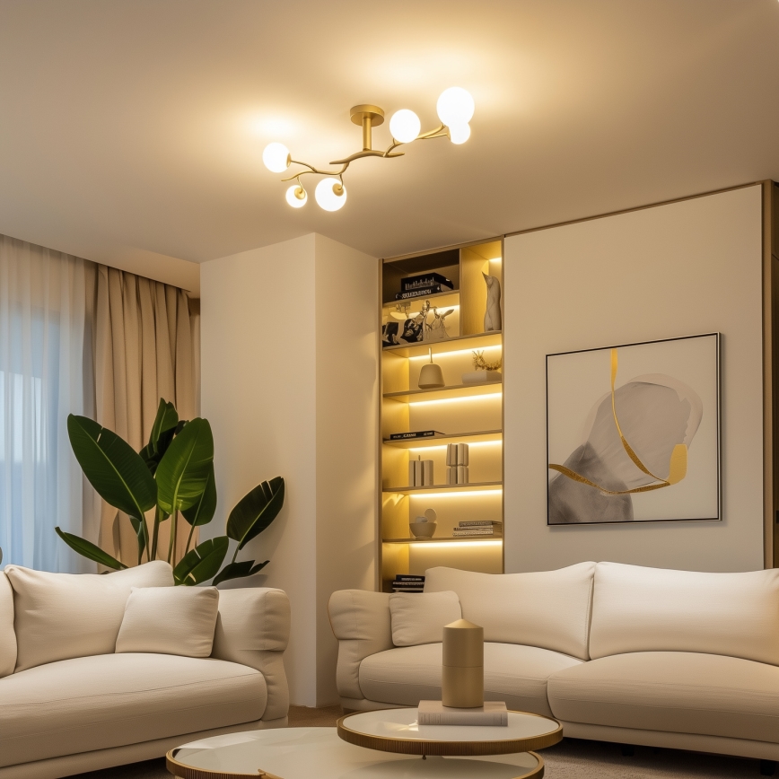 Brilagi - Kiinteä LED-kattokruunu MISTEL 6xG9/3W/230V kulta/valkoinen