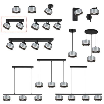 Brilagi - Kohdevalaisin AURA LUX 2xGX53/30W/230V musta/savunharmaa