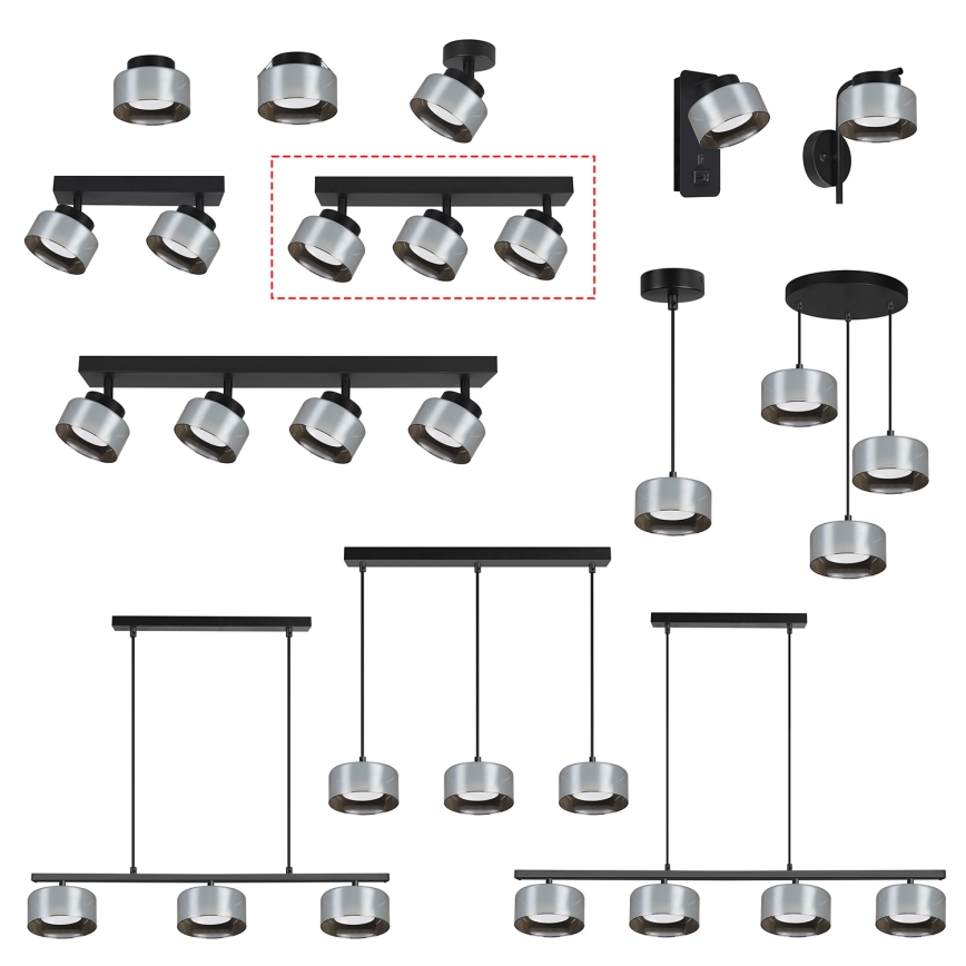 Brilagi - Kohdevalaisin AURA LUX 3xGX53/30W/230V musta/savunvärinen