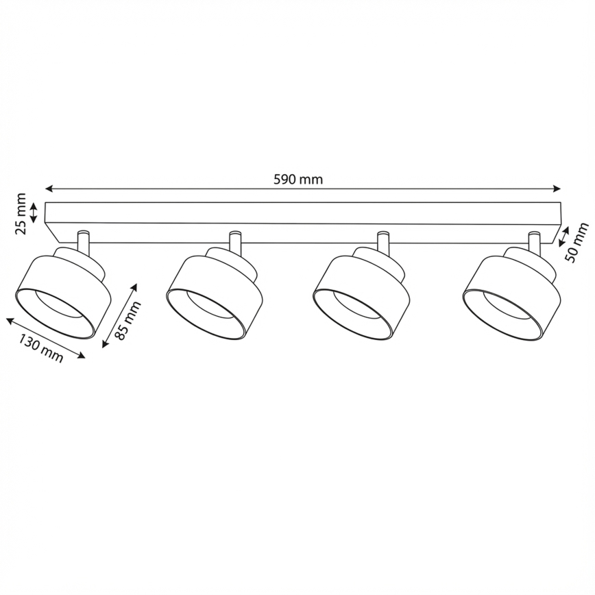 Brilagi - Kohdevalaisin AURA LUX 4xGX53/30W/230V musta/kulta