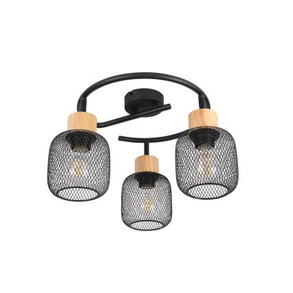 Brilagi - Kohdevalaisin BASKLITE 3xE27/15W/230V puu/musta