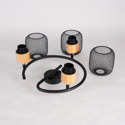 Brilagi - Kohdevalaisin BASKLITE 3xE27/15W/230V puu/musta