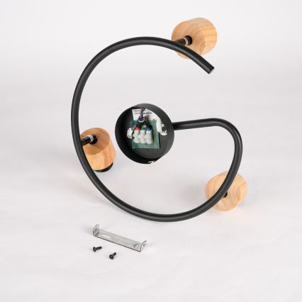 Brilagi - Kohdevalaisin BASKLITE 3xE27/15W/230V puu/musta