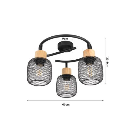Brilagi - Kohdevalaisin BASKLITE 3xE27/15W/230V puu/musta