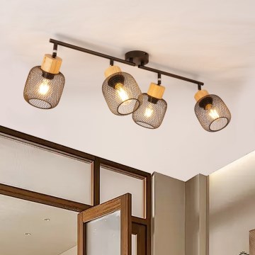 Brilagi - Kohdevalaisin BASKLITE 4xE27/15W/230V kumipuu/musta