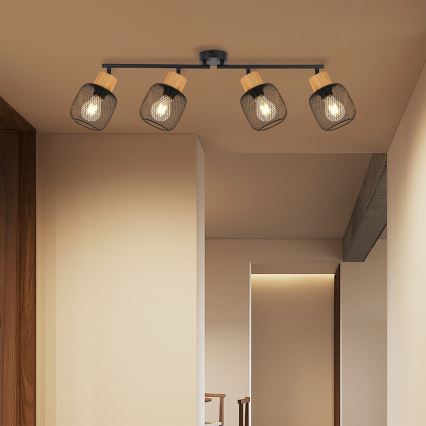 Brilagi - Kohdevalaisin BASKLITE 4xE27/15W/230V puu/musta