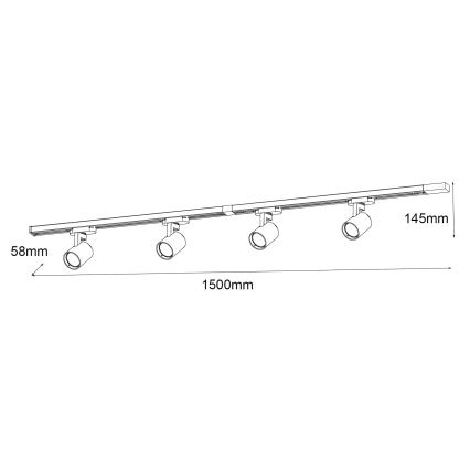 Brilagi - Kohdevalaisin HUSKY-kiskojärjestelmään 4xGU10/10W/230V valkoinen