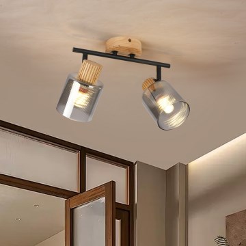 Brilagi - Kohdevalaisin HYGGE 2xE14/15W/230V puu/savunharmaa