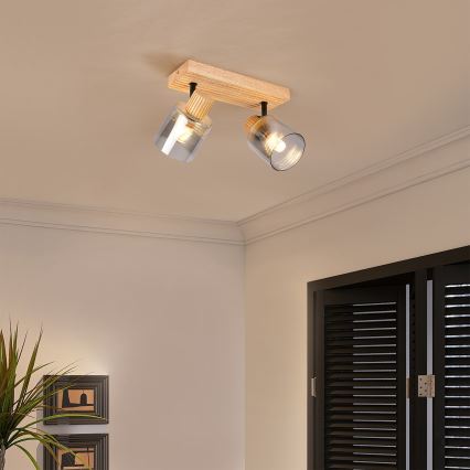 Brilagi - Kohdevalaisin HYGGE 2xE14/15W/230V puu/savunharmaa