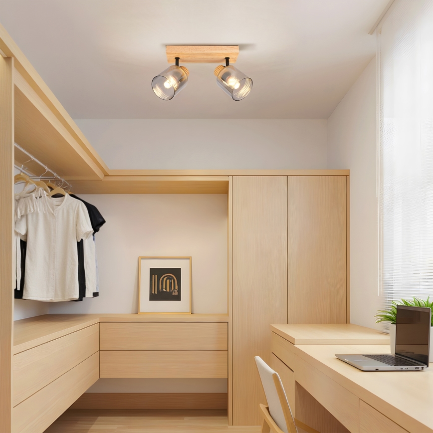 Brilagi - Kohdevalaisin HYGGE 2xE14/15W/230V puu/savunharmaa