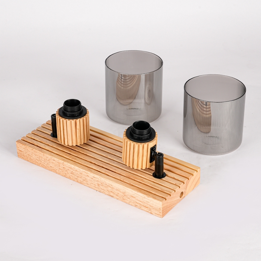 Brilagi - Kohdevalaisin HYGGE 2xE14/15W/230V puu/savunharmaa