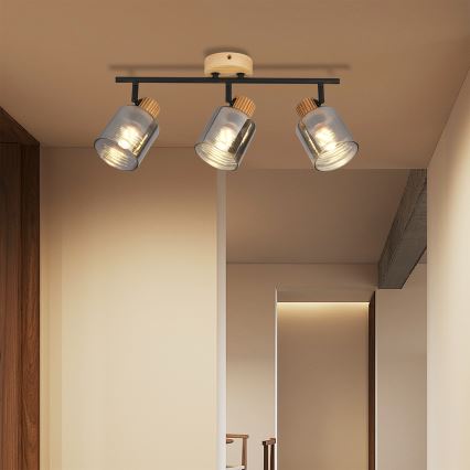 Brilagi - Kohdevalaisin HYGGE 3xE14/15W/230V kumipuu/savunharmaa