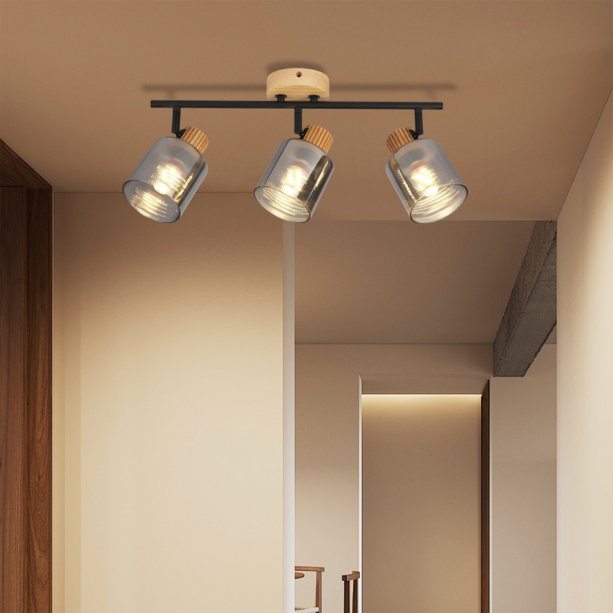 Brilagi - Kohdevalaisin HYGGE 3xE14/15W/230V kumipuu/savunharmaa