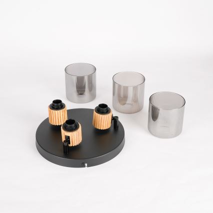 Brilagi - Kohdevalaisin HYGGE 3xE14/15W/230V musta/savunharmaa