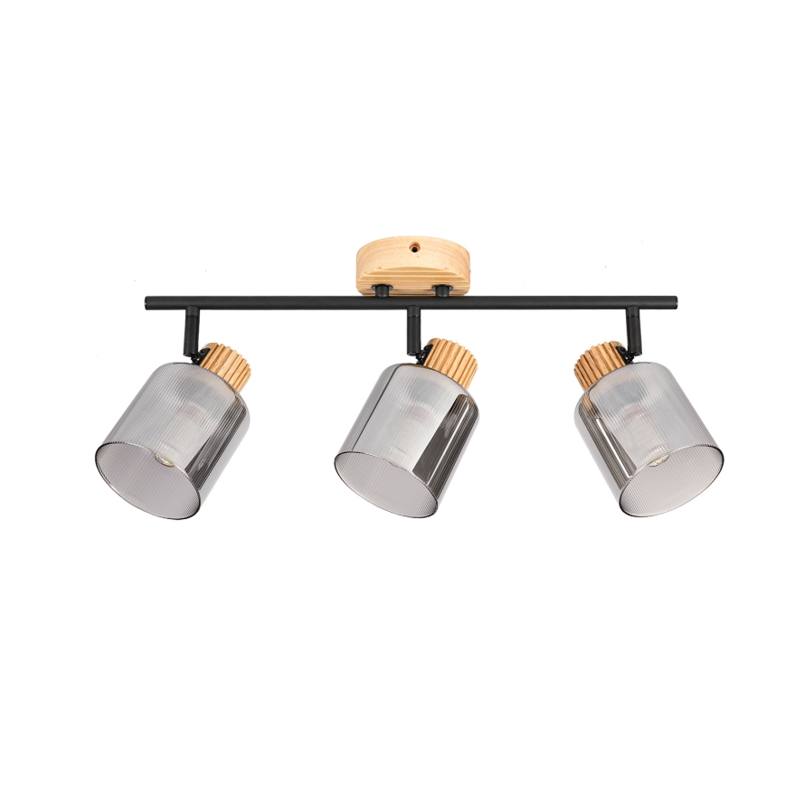 Brilagi - Kohdevalaisin HYGGE 3xE14/15W/230V puu/savunvärinen