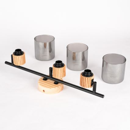 Brilagi - Kohdevalaisin HYGGE 3xE14/15W/230V puu/savunvärinen