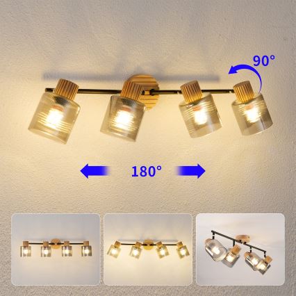 Brilagi - Kohdevalaisin HYGGE 4xE14/15W/230V kumipuu/savunharmaa