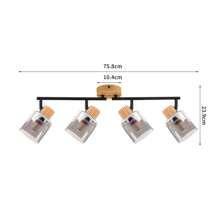 Brilagi - Kohdevalaisin HYGGE 4xE14/15W/230V kumipuu/savunharmaa