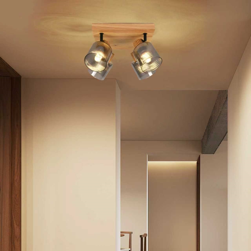 Brilagi - Kohdevalaisin HYGGE 4xE14/15W/230V puu/savunharmaa