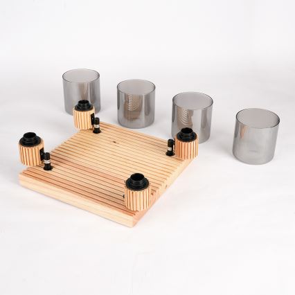 Brilagi - Kohdevalaisin HYGGE 4xE14/15W/230V puu/savunharmaa