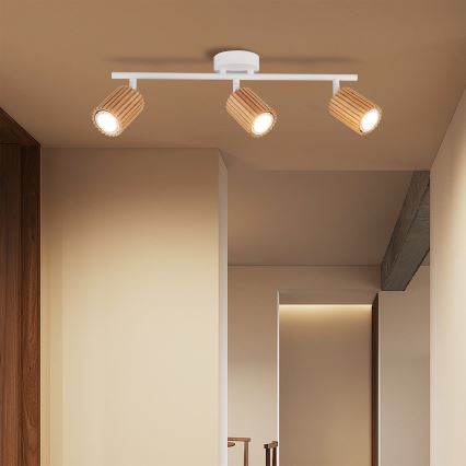 Brilagi - Kohdevalaisin MODERN WOOD 3xGU10/8W/230V puu/valkoinen