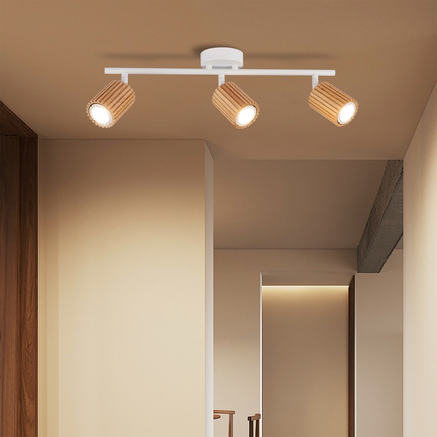 Brilagi - Kohdevalaisin MODERN WOOD 3xGU10/8W/230V puu/valkoinen