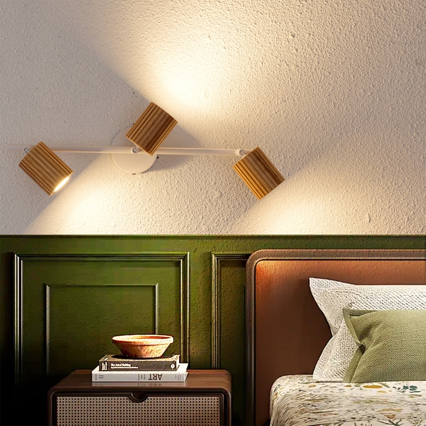 Brilagi - Kohdevalaisin MODERN WOOD 3xGU10/8W/230V puu/valkoinen