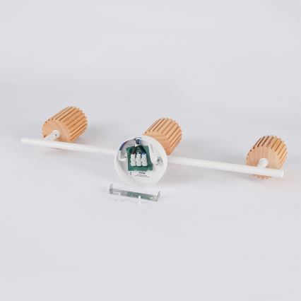 Brilagi - Kohdevalaisin MODERN WOOD 3xGU10/8W/230V puu/valkoinen